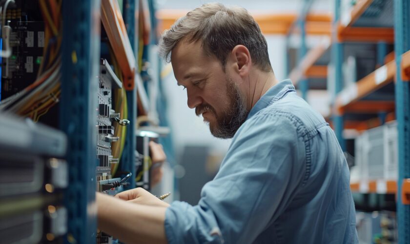 A technician working